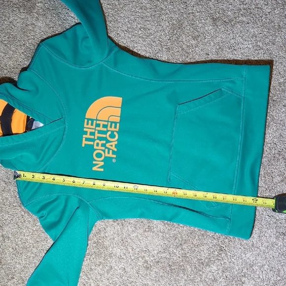 The North Face Green Hoodie with Orange Logo Size Small - Picture 7 of 9